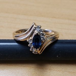 10k Yellow Gold Genuine Sapphire/Diamond Ring